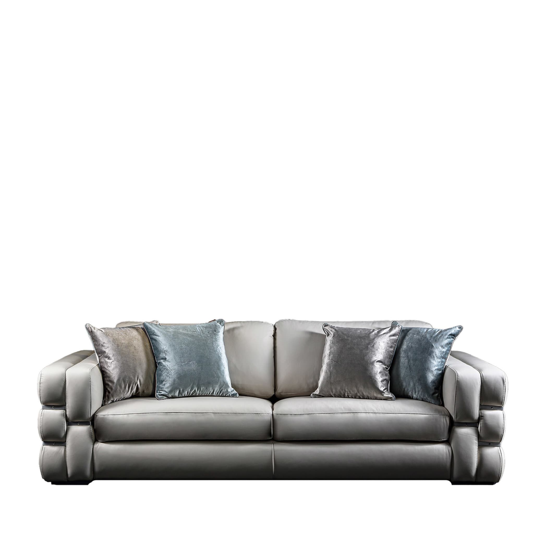 Ola Gray Leather Sofa Cosmopolitan Collection - Main view