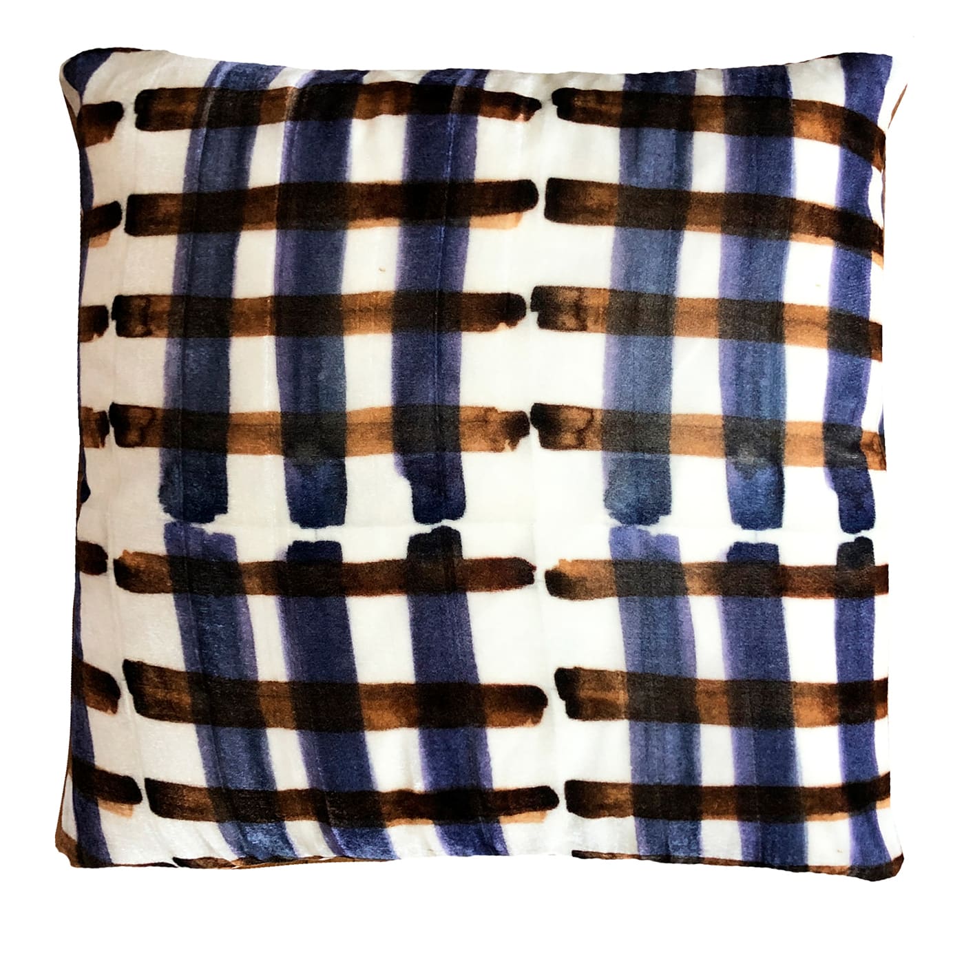 Chocolate and blue velvet cushion cover - Colomba Leddi
