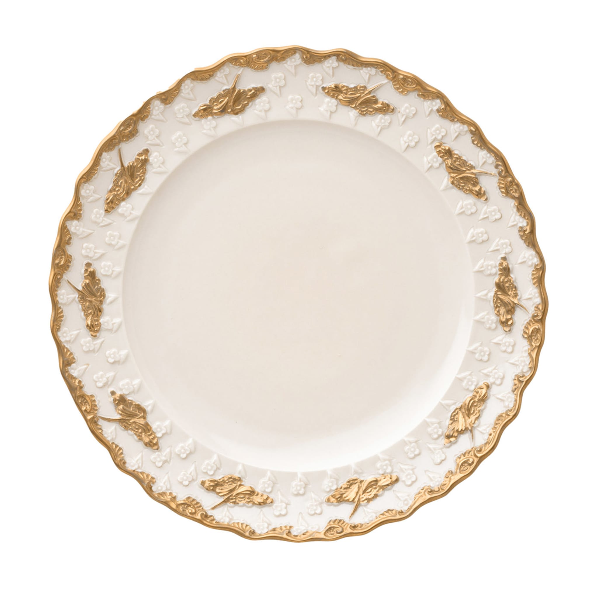Lucia Set of 2 Small White & Gold Dinner Plates - Main view