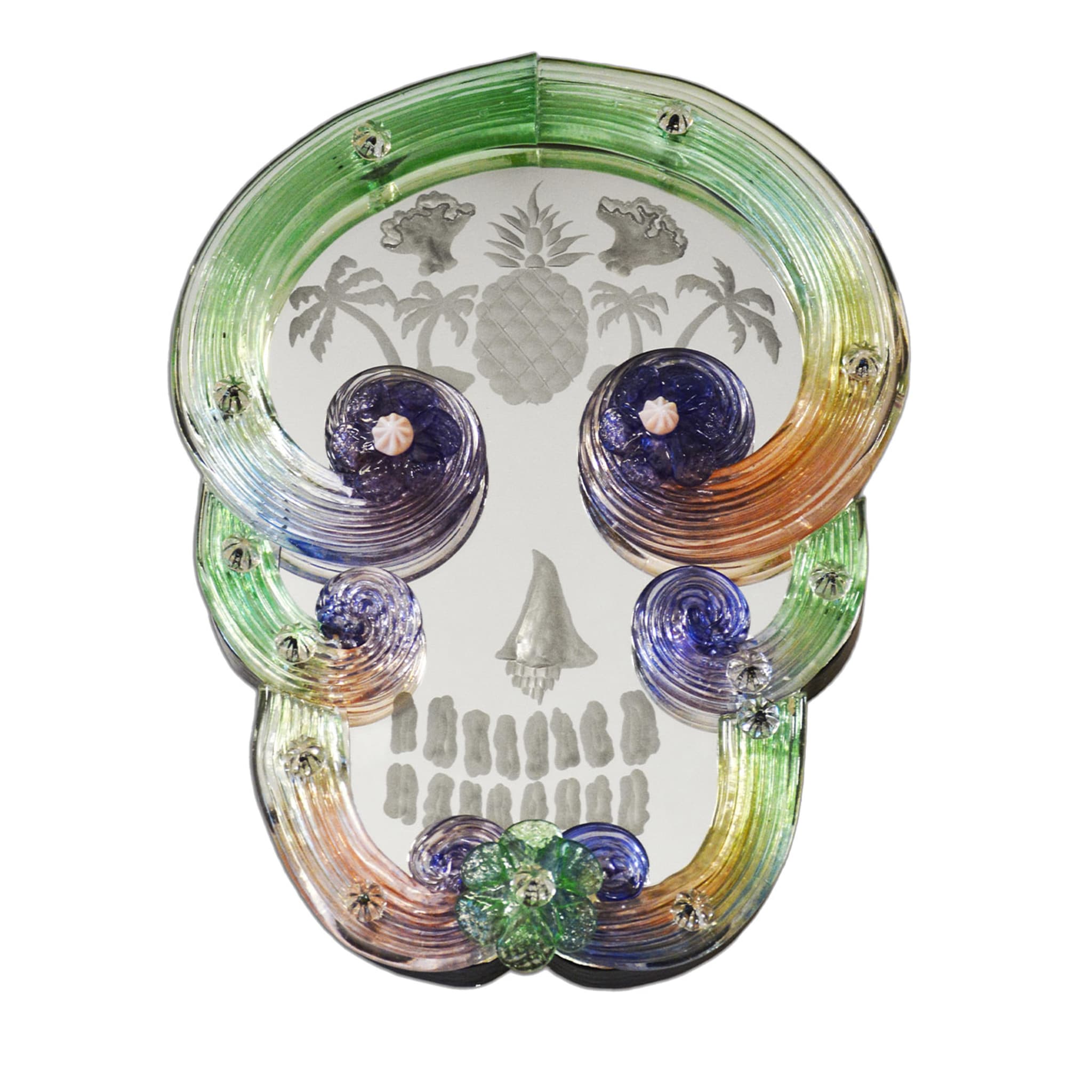 Espejo Pop Skull verde y púrpura por Bradley Theodore - Vista principal