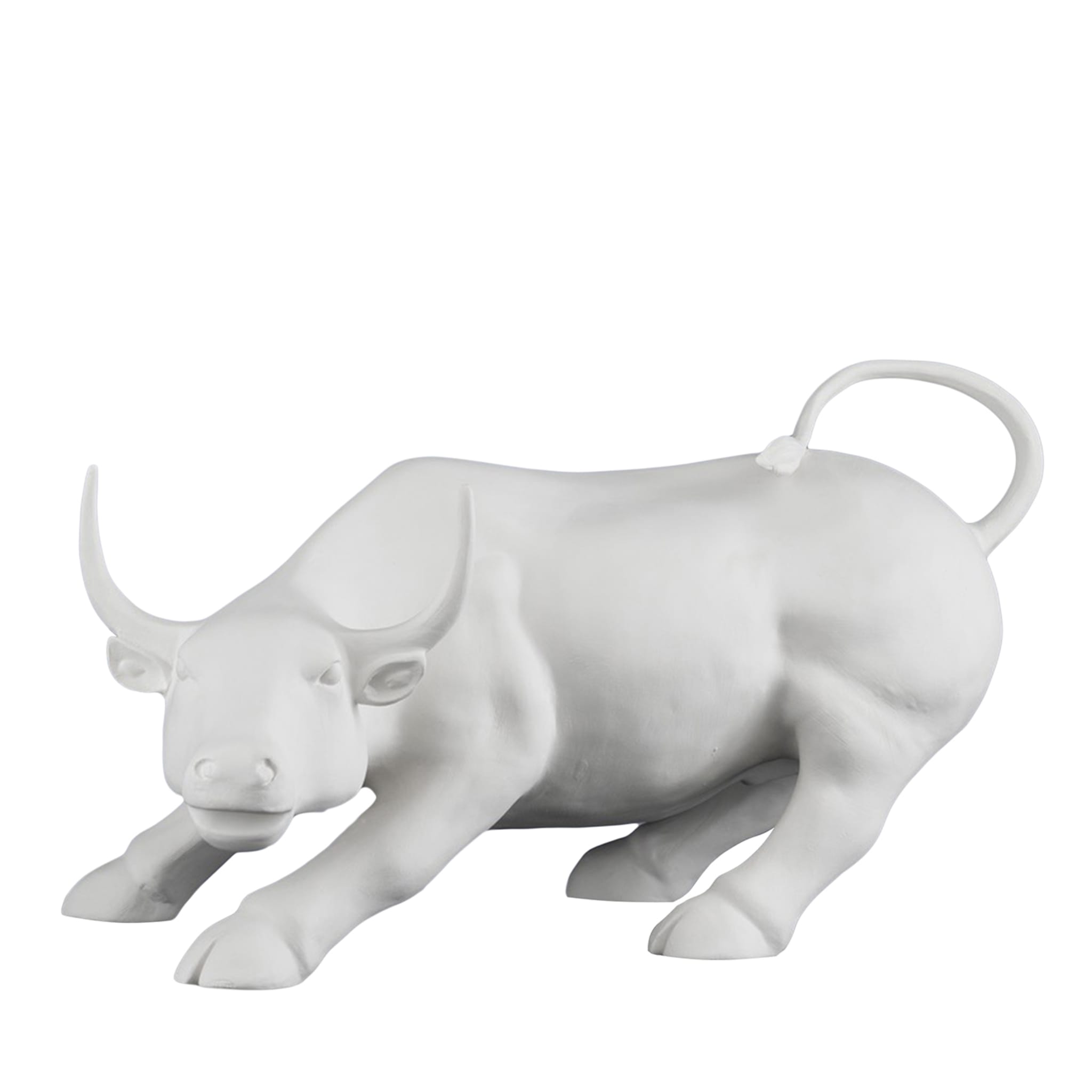Toro di Wall Street Scultura bianca di grandi dimensioni - Vista principale