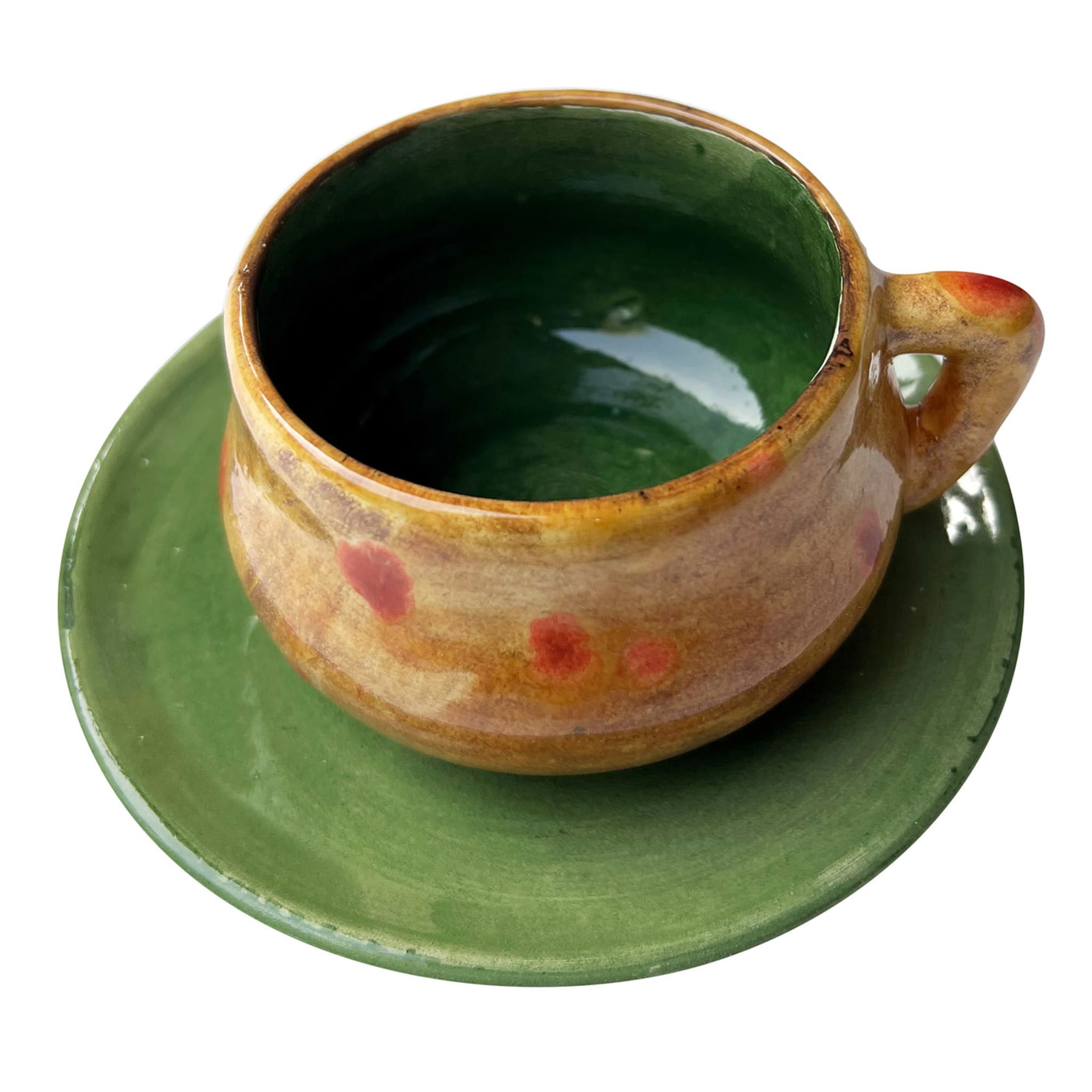Tasse à espresso Dragon vert et orange avec soucoupe - Vue principale