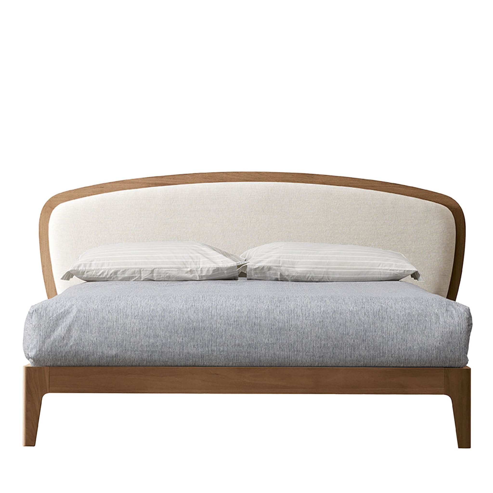 Battlò Bed in Canaletto Walnut Wood With Linen Upholstery  - Main view