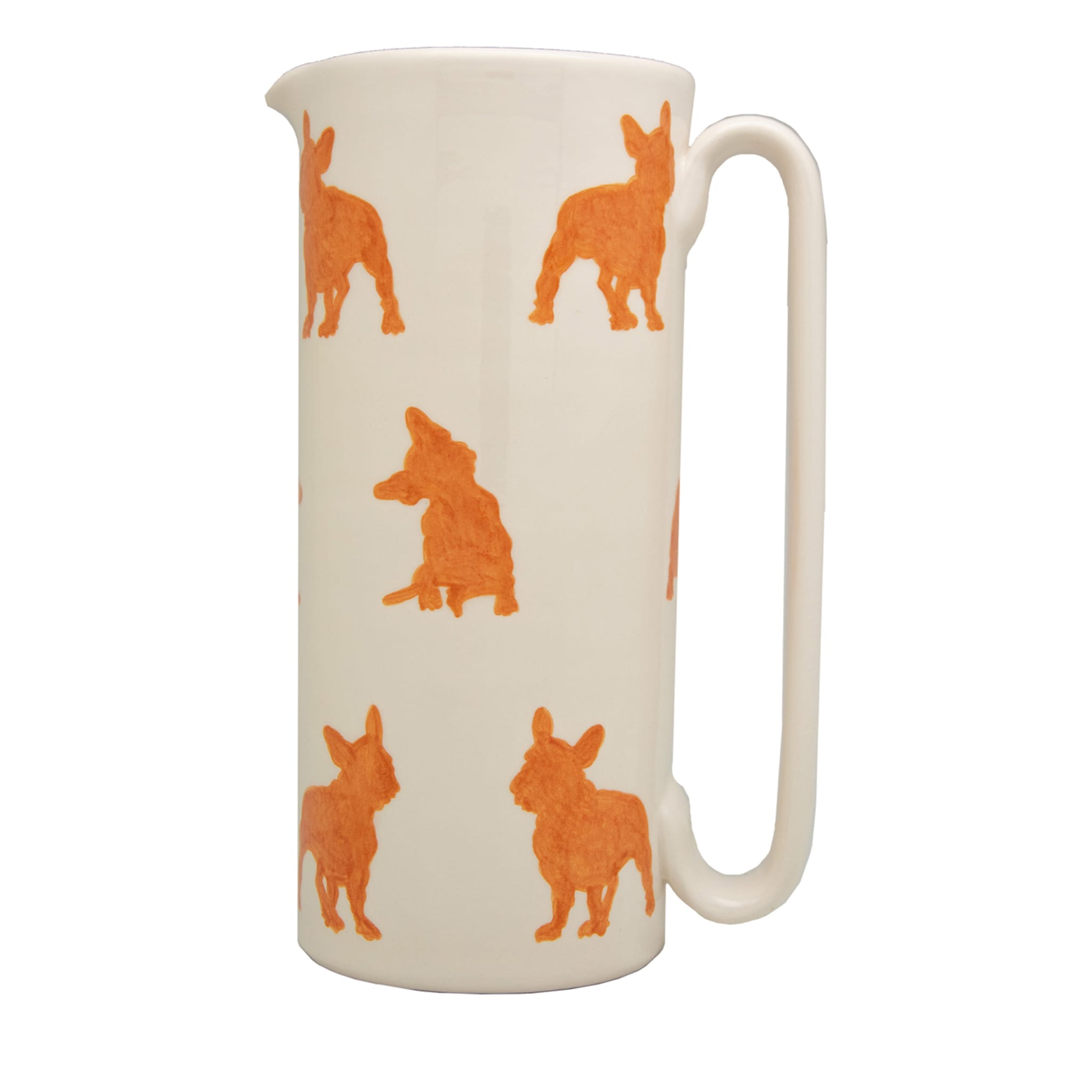 Caraffa in ceramica arancione Serlio French Bulldog - Vista principale