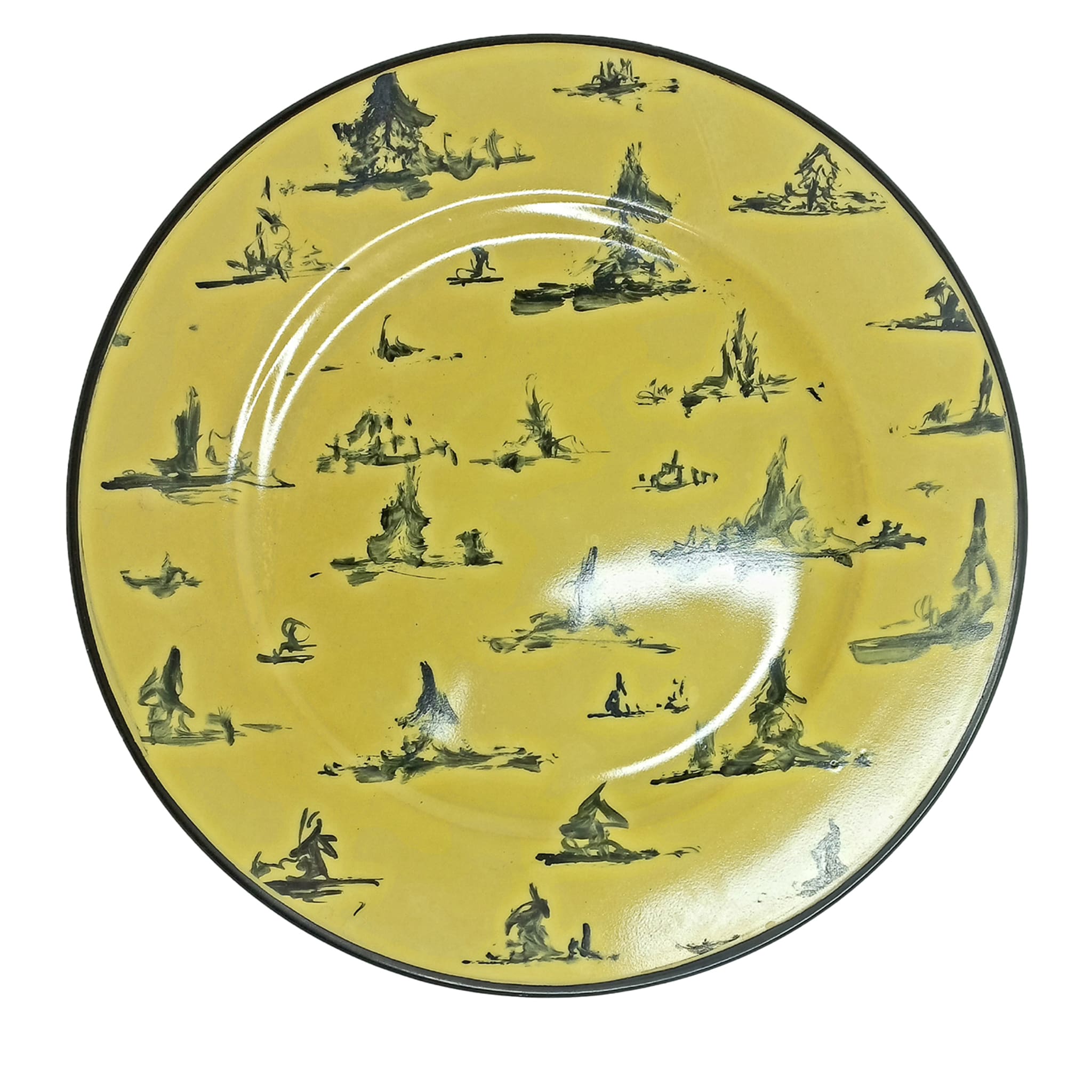 Toile de Jouy Set de 6 assiettes jaunes - Vue principale