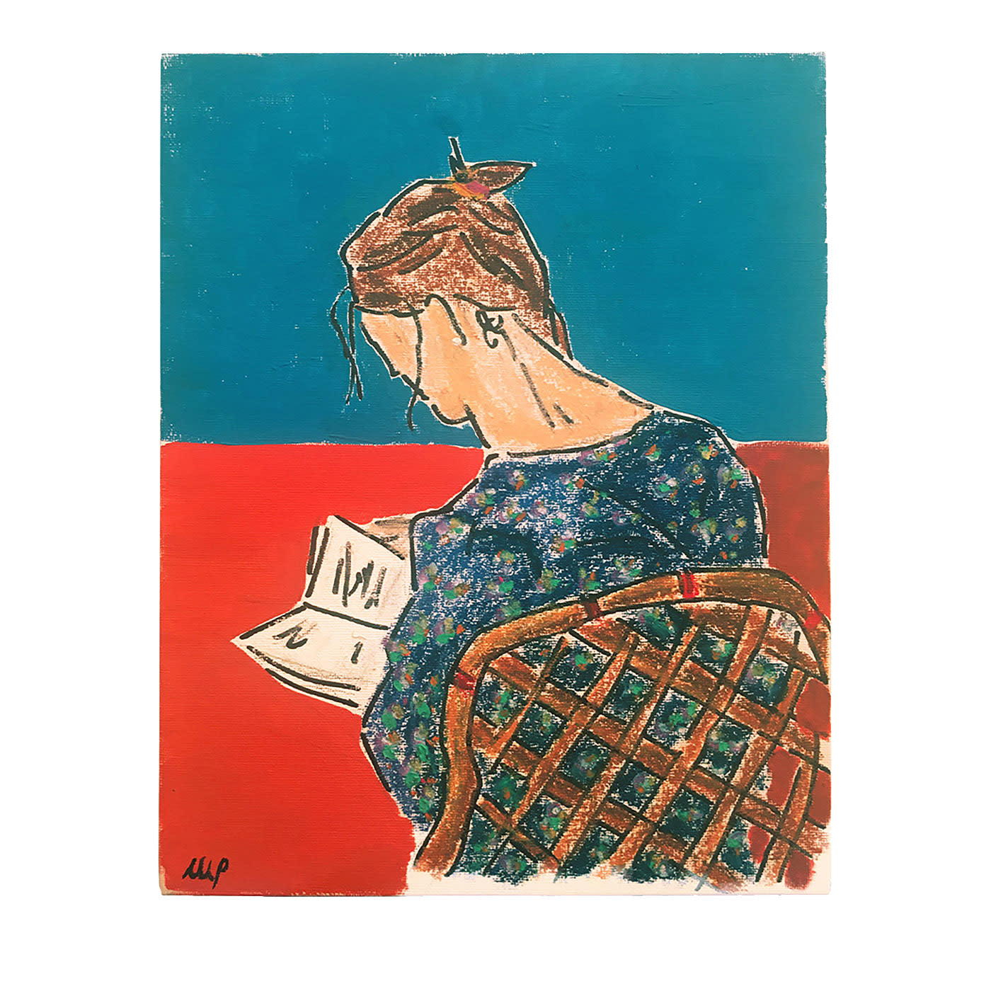 Reading Girl Painting [free shipping] Marco Pignagnoli - Artemest