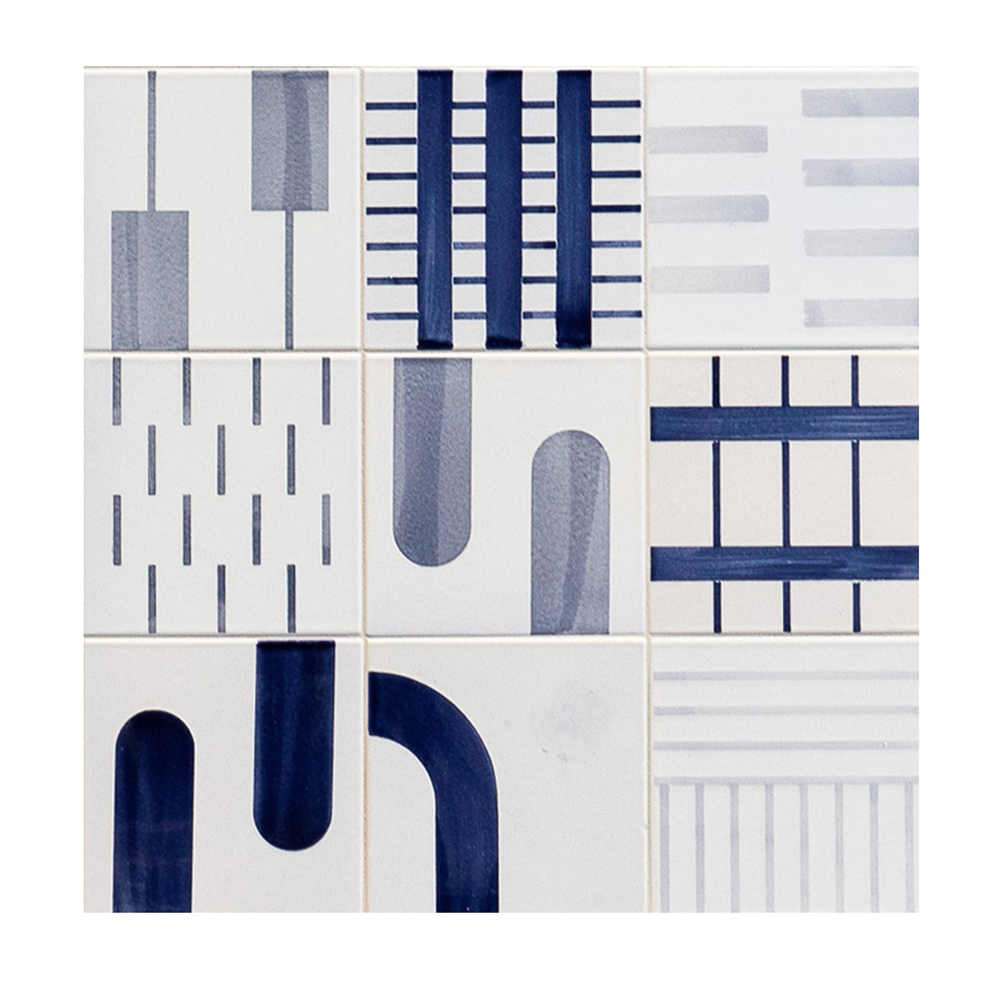 Alfabeto Set of 45 White & Blue Tiles by Margherita Rui - Main view