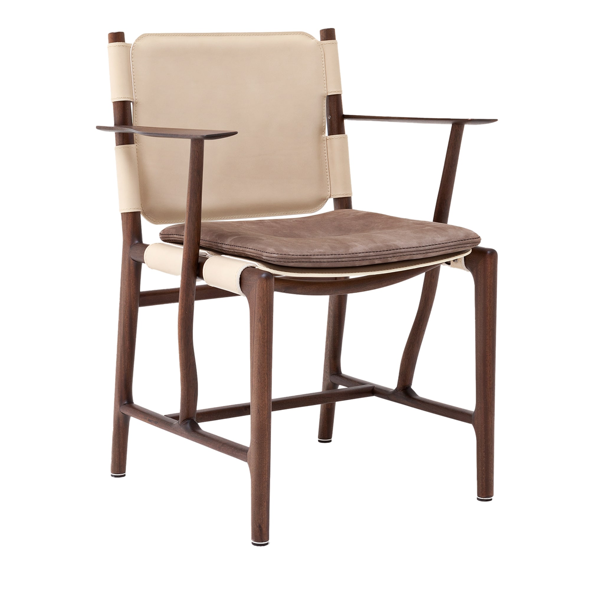 Levante Beige Chair with Armrests by Massimo Castagna - Main view