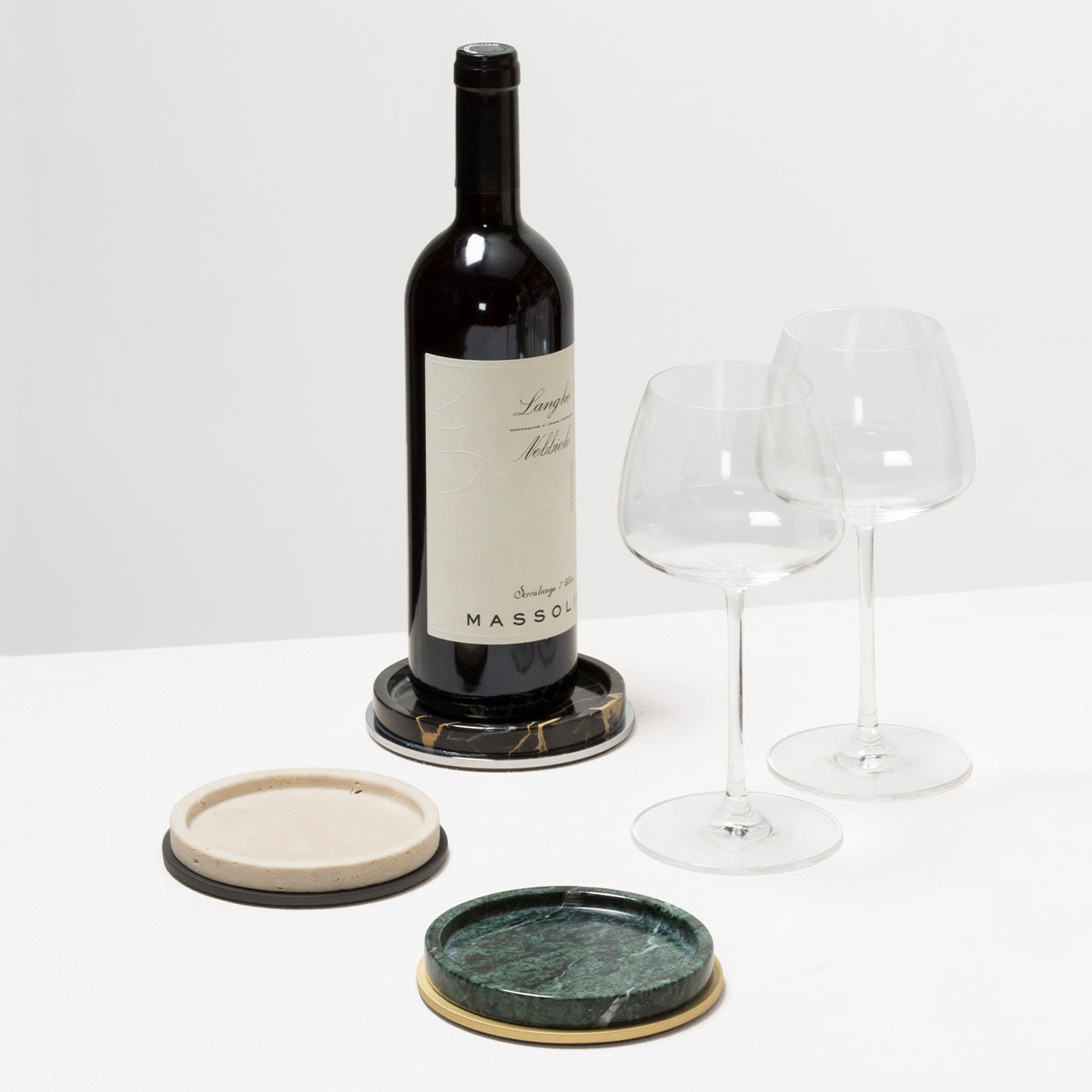 Wine Bottle Coasters - Black Terrazzo