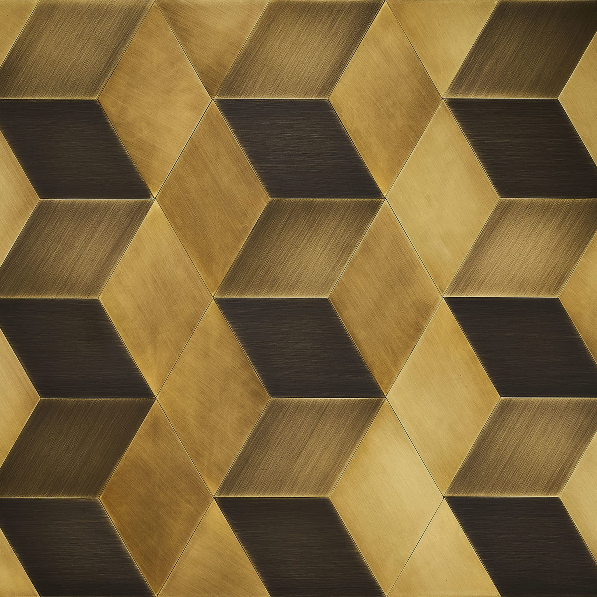 Luce 3D Set of 15 Satin Burnished-Brass Tiles  - Alternative view 1