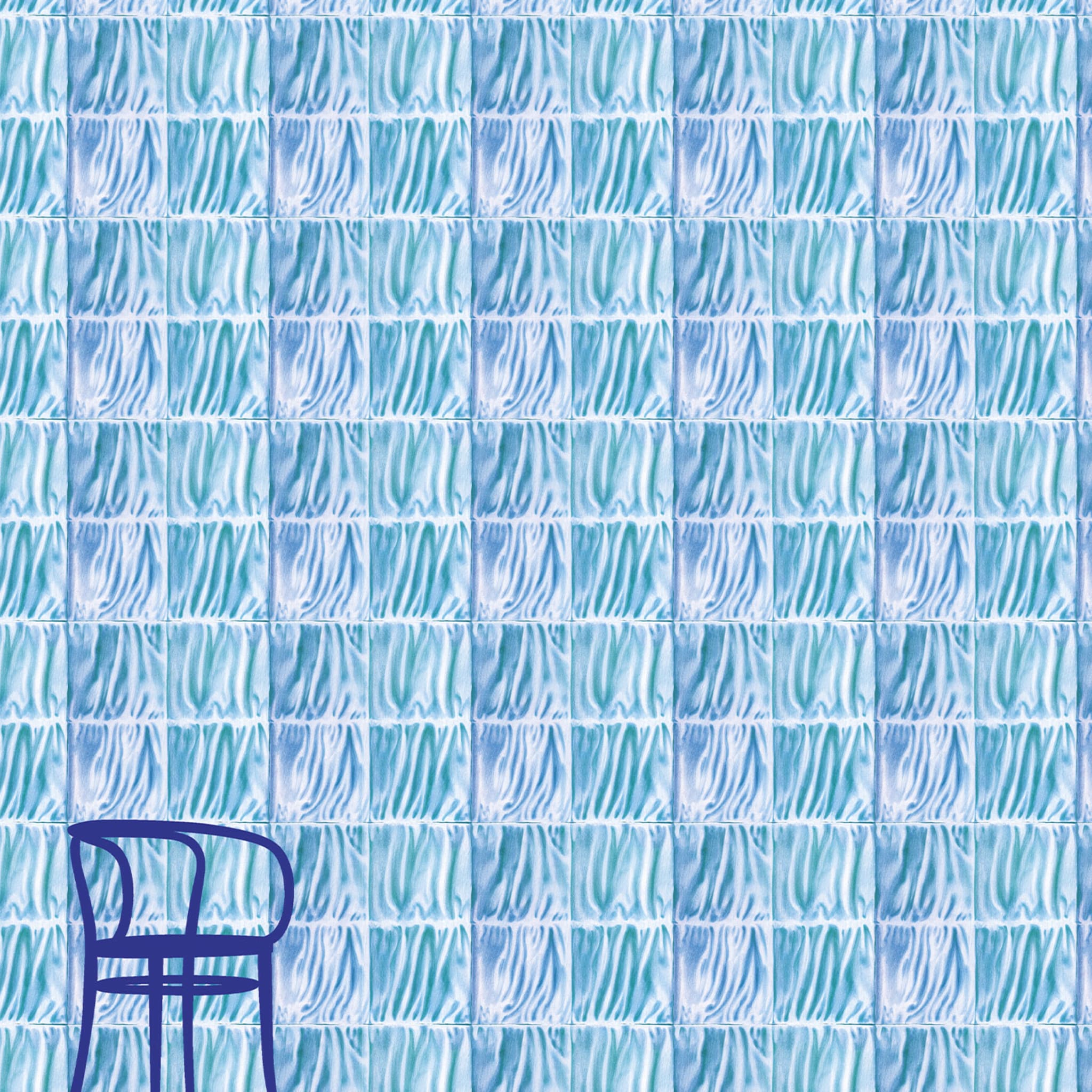 Strips Blue & Green Wallpaper - Alternative view 1